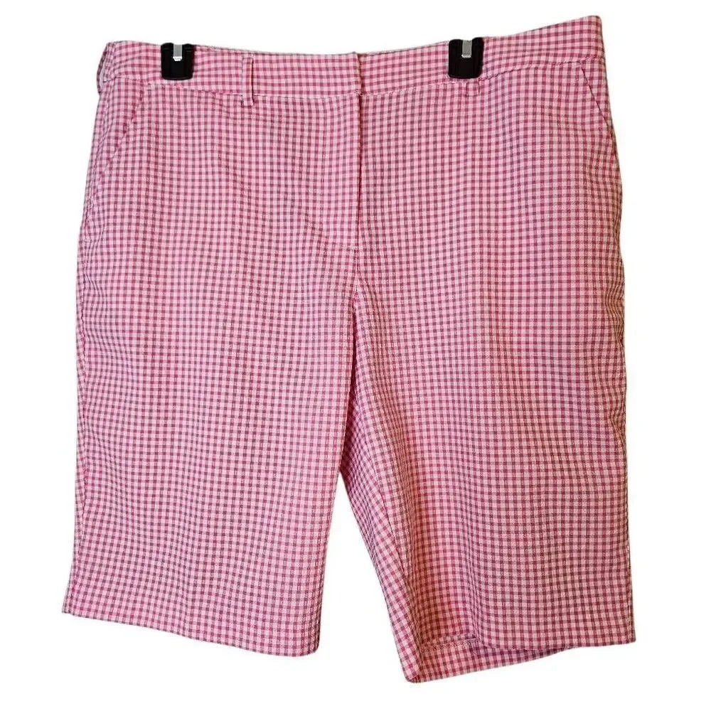 Pink gingham Bermuda shorts. Size 14. #843